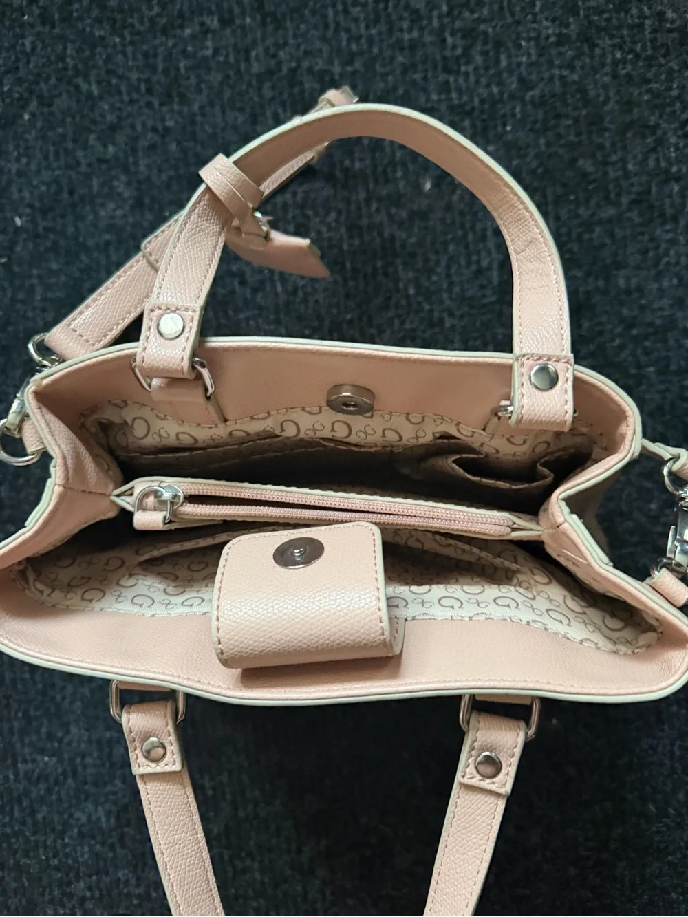 GUESS Pale Pink Structured Convertible Satchel